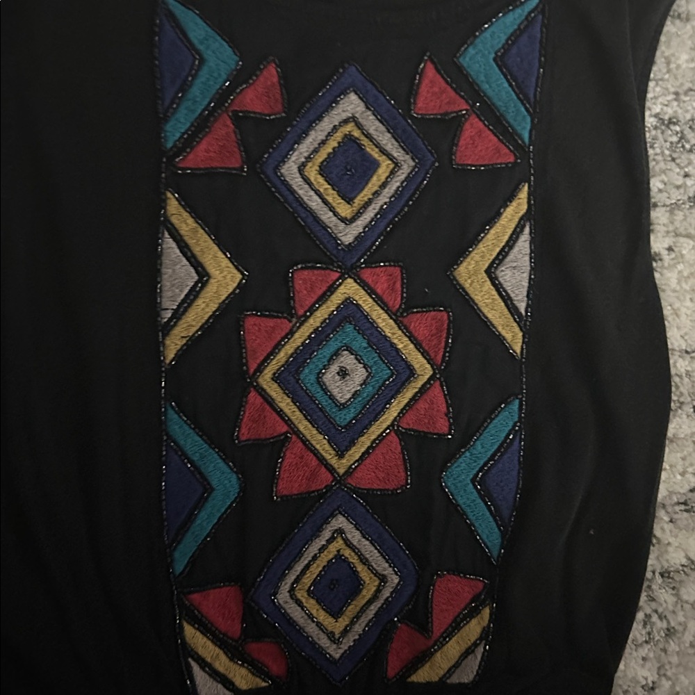 Zara Trafaluc Small midi beaded embroidered Black Dress with Geometric Pattern - Picture 5 of 8